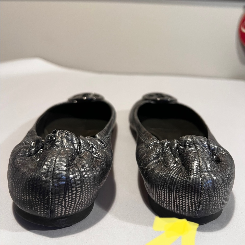 Tory Burch Shoes Espadrilles Flats Snakeskin Leather Metallic Womens Size 7M - Picture 9 of 14